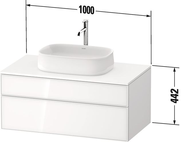 DURAVIT ZENCHA skříňka pod umyvadlo 100x55x44,2 cm, 2 zásuvky, Push-open, black line structure ZE4821063800000 Technický nákres