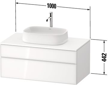 DURAVIT ZENCHA skříňka pod umyvadlo 100x55x44,2 cm, 2 zásuvky, Push-open, black line structure ZE4821063800000 Technický nákres