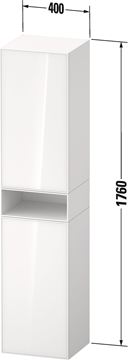 DURAVIT ZENCHA vysoká skříňka 40x36x176 cm, 2 dvířka, 1 police, panty vlevo, black line structure ZE1353L63800000 Technický nákres