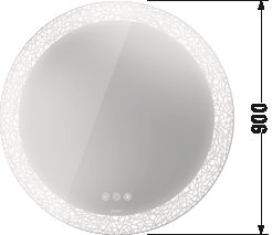 DURAVIT HAPPY D.2 zrcadlo 90x90 cm, s osvětlením, se senzorem, s regulací stmívání, s vyhříváním HP7486S00000000 Technický nákres
