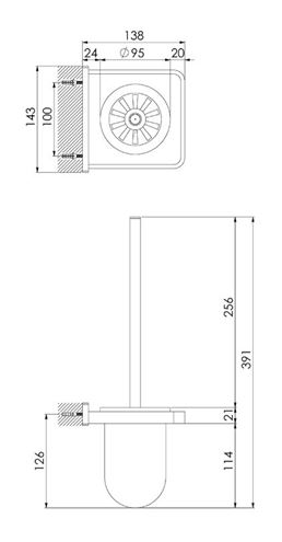 STEINBERG 450 WC štětka, nástěnná, chrom 450 2901 Technický nákres