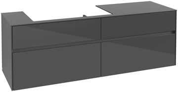 VILLEROY & BOCH COLLARO skříňka pod umyvadlo 160x50x54,8 cm, 4 zásuvky, Glossy Grey