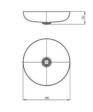 KALDEWEI MIENA 3181 umyvadlová mísa 38 cm, bez přepadu, smaltovaná ocel, Perl-Effect, soft touch 909406003679 Technický nákres