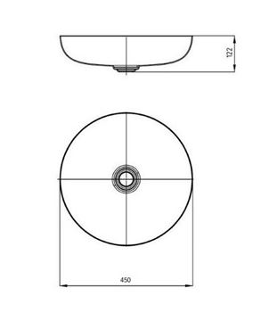 KALDEWEI MIENA 3180 umyvadlová mísa 45 cm, bez přepadu, smaltovaná ocel, Perl-Effect, alpská bílá 909306003711 Technický nákres