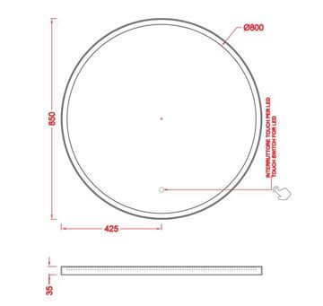 ARTCERAM LOOK zrcadlo 85 cm, s osvětlením ACS016 17 Technický nákres