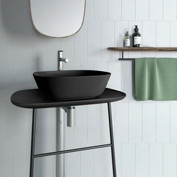 VITRA PLURAL umyvadlová mísa 45 cm, bez přepadu, VitrAhygiene, matná černá 7810B483-0016 Obrázek - fotka