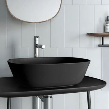VITRA PLURAL umyvadlová mísa 45 cm, bez přepadu, VitrAhygiene, matná černá 7810B483-0016 Obrázek - fotka