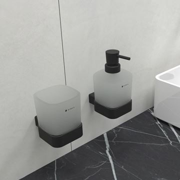 NIMCO KIBO dávkovač tekutého mýdla 300 ml, nástěnný, sklo, matná černá Ki-14031C-T-90 Obrázek - fotka