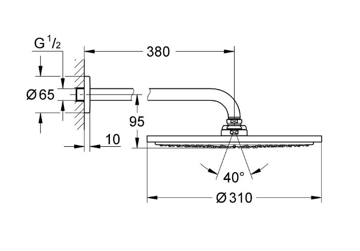 GROHE RAINSHOWER COSMOPOLITAN 310 horní sprcha pr. 310 mm, s ramenem, Water Saving, kartáčovaný cool sunrise 26066GN0 Obrázek - fotka