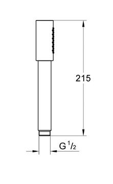 GROHE RAINSHOWER AQUA STICK ruční sprcha 215 mm, Water Saving, kartáčovaný cool sunrise 26866GN0 Technický nákres