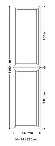 INTEDOOR CHICAGO vysoká skříňka 34,7x35x158 cm, 2 dvířka, panty vlevo, světle hnědá PTCHICSV352DL231 Technický nákres