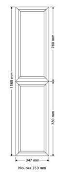 INTEDOOR CHICAGO vysoká skříňka 34,7x35x158 cm, 2 dvířka, panty vlevo, zelená PTCHICSV352DL408 Technický nákres