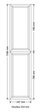 INTEDOOR CHICAGO vysoká skříňka 34,7x35x158 cm, 2 dvířka, panty vpavo, zelená PTCHICSV352DP408 Technický nákres