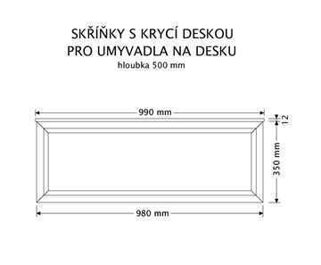 INTEDOOR CHICAGO skříňka pod umyvadlo 99x50x36,2 cm, 1 zásuvka, černá/tmavě hnědá PTCHIC11001Z212 Technický nákres