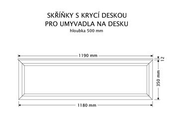 INTEDOOR CHICAGO skříňka pod umyvadlo 119x50x36,2 cm, 1 zásuvka, černá/zelená PTCHIC11201Z408 Technický nákres