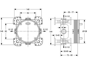 CONCEPT 100 podomítkové těleso G 1/2  A1000NU Technický nákres