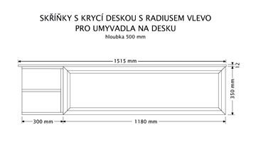INTEDOOR CHICAGO skříňka pod umyvadlo 151,5x50x36,2 cm, 1 zásuvka, 2 police, černá/zelená PTCHIC11501ZRADL408 Technický nákres