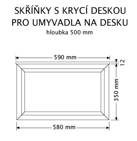 INTEDOOR CHICAGO skříňka pod umyvadlo 59x50x36,2 cm, 1 zásuvka, černá/světle hnědá PTCHIC1601Z231 Technický nákres