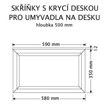 INTEDOOR CHICAGO skříňka pod umyvadlo 59x50x36,2 cm, 1 zásuvka, černá/světle hnědá PTCHIC2601Z231 Technický nákres
