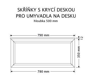 INTEDOOR CHICAGO skříňka pod umyvadlo 79x50x36,2 cm, 1 zásuvka, černá/světle hnědá PTCHIC1801Z231 Technický nákres