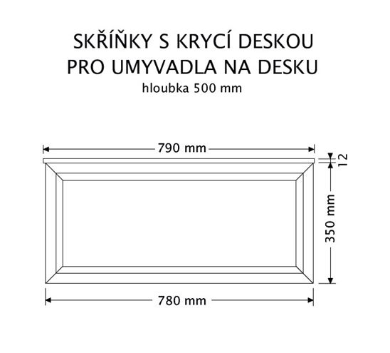 INTEDOOR CHICAGO skříňka pod umyvadlo 79x50x36,2 cm, 1 zásuvka, černá/tmavě hnědá PTCHIC2801Z212 Technický nákres