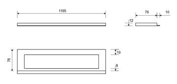 UNIDRAIN HIGHLINE 1910 rámeček 1200 mm, pro sprchový žlab, kartáčovaná nerez ocel 1910.1212 Technický nákres