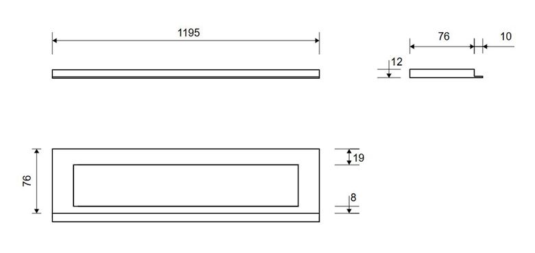 UNIDRAIN HIGHLINE 1910 rámeček 1200 mm, pro sprchový žlab, kartáčovaná nerez ocel 1910.1212 Technický nákres