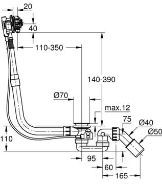 GROHE TALENTOFILL vanový sifon, s napouštěním přepadem, bovden, chrom 28991000 Obrázek - fotka