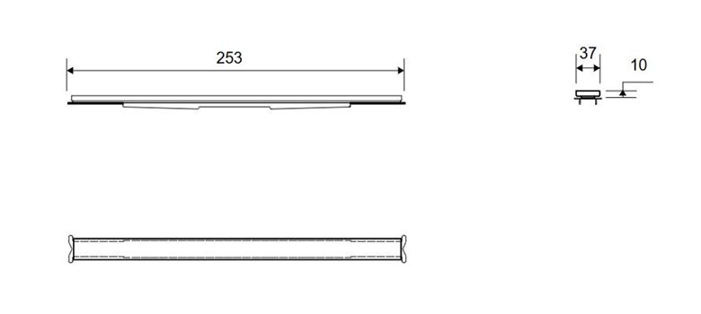 UNIDRAIN HIGHLINE 1940 rošt pro vložení dlažby CASSETTE 253 mm, kartáčovaná nerez ocel 1940.0310 Technický nákres
