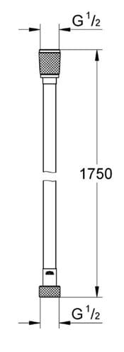 GROHE SILVERFLEX sprchová hadice 1750 mm, hladká, TwistFree, AntiFold, plast, hard graphite 28388A01 Technický nákres