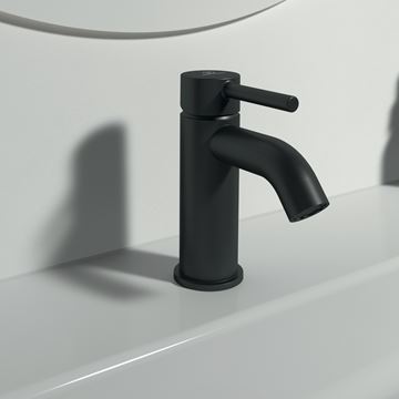 IDEAL STANDARD CERALINE umyvadlová stojánková baterie, hedvábná černá BC268XG Obrázek - fotka