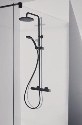 IDEAL STANDARD CERATHERM sprchový set s termostatickou baterií, horní sprcha, ruční sprcha, tyč, hadice, matná černá A7545XG Obrázek - fotka