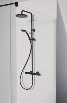 IDEAL STANDARD CERATHERM sprchový set s termostatickou baterií, horní sprcha, ruční sprcha, tyč, hadice, matná černá A7545XG Obrázek - fotka