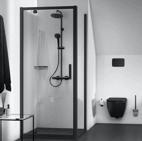 IDEAL STANDARD CERATHERM sprchový set s termostatickou baterií, horní sprcha, ruční sprcha, tyč, hadice, matná černá A7545XG Obrázek - fotka