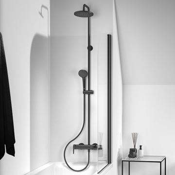 IDEAL STANDARD CERAFINE O vanová nástěnná baterie, s horní a ruční sprchou, matná černá BC749XG Obrázek - fotka