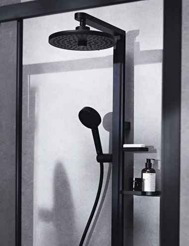 IDEAL STANDARD CERATHERM ALU+ sprchový set s termostatickou baterií, horní sprcha, ruční sprcha se 2 proudy, tyč, hadice, matná černá BD583XG Obrázek - fotka