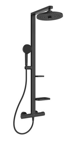 IDEAL STANDARD CERATHERM ALU+ sprchový set s termostatickou baterií, horní sprcha, ruční sprcha se 2 proudy, tyč, hadice, matná černá BD583XG Obrázek - Hlavní obrázek