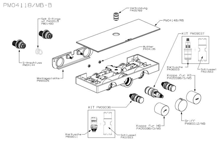 NDW COLONNA VETRO SIMETRY sprchový set s termostatickou baterií, horní sprcha, ruční sprcha se 3 proudy, tyč, hadice, chrom/černé sklo PM10154/B Obrázek - fotka