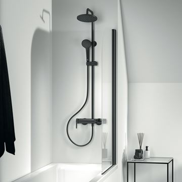 IDEAL STANDARD CERAFINE O vanová nástěnná baterie, s horní a ruční sprchou, hedvábná černá BC525XG Obrázek - fotka