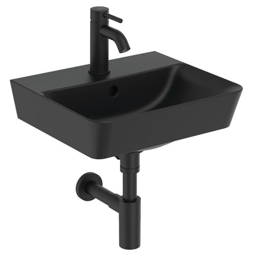 IDEAL STANDARD CONNECT AIR CUBE umývátko 40 cm, s otvorem pro baterii a přepadem, černá E0307V3 Obrázek - fotka