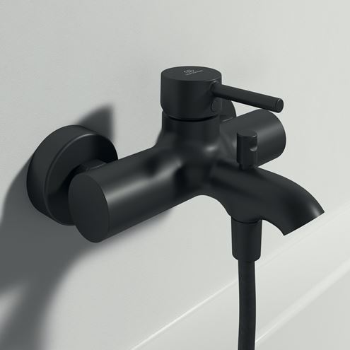 IDEAL STANDARD CERALINE vanová nástěnná baterie, s přepínačem, hedvábná černá BC199XG Obrázek - fotka