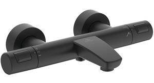 IDEAL STANDARD CERATHERM T25 vanová nástěnná termostatická baterie, s přepínačem, hedvábná černá