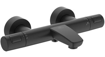 IDEAL STANDARD CERATHERM T25 vanová nástěnná termostatická baterie, s přepínačem, hedvábná černá