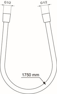 IDEAL STANDARD IDEALFLEX sprchová hadice Idealflex 1750 mm, hladká, Anti-Twist, plast, chrom BE175AA Technický nákres