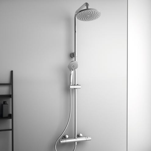 IDEAL STANDARD CERATHERM sprchový set s termostatickou baterií, horní sprcha, ruční sprcha, tyč, hadice, chrom A7701AA Obrázek - fotka