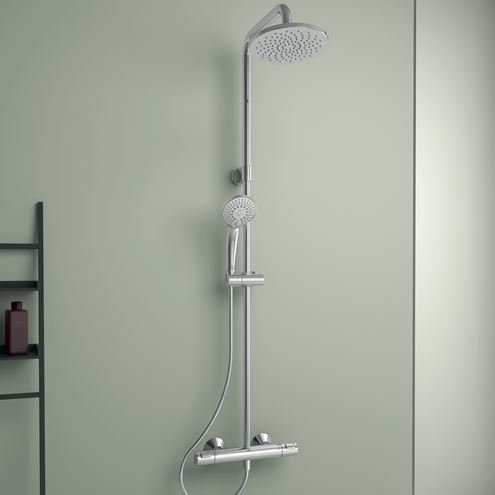 IDEAL STANDARD CERATHERM sprchový set s termostatickou baterií, horní sprcha, ruční sprcha, tyč, hadice, chrom A7701AA Obrázek - fotka