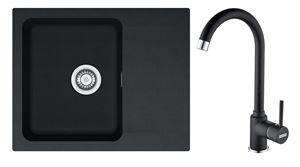 FRANKE SETT29Č tectonitový dřez OID 611-62 černý, baterie FP 9000 onyx
