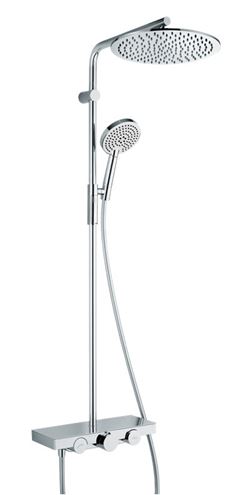 NDW COLONNA VETRO SIMETRY sprchový set s termostatickou baterií, horní sprcha, ruční sprcha se 3 proudy, tyč, hadice, chrom/černé sklo PM10154/B Obrázek - Hlavní obrázek