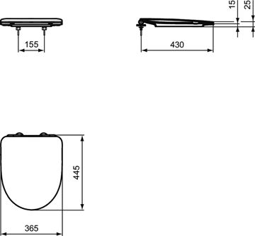 IDEAL STANDARD I.LIFE A WC sedátko ultra ploché, bílá T467501 Technický nákres