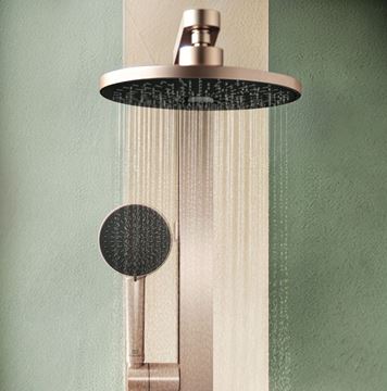 IDEAL STANDARD CERATHERM ALU+ sprchový set s termostatickou baterií, horní sprcha, ruční sprcha se 2 proudy, tyč, hadice, rosé BD583RO Obrázek - fotka